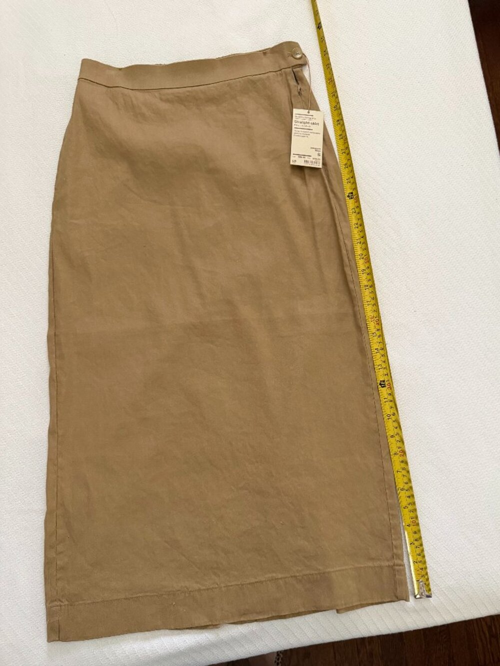 NEW Uniqlo Straight Hemp-Mix Skirt, beige, S